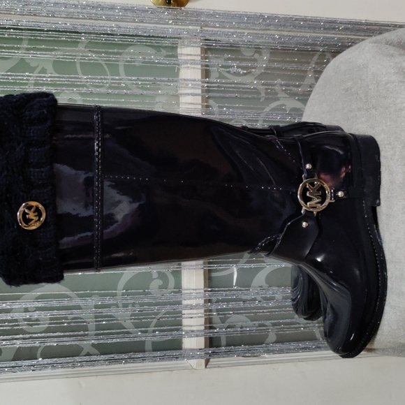Michael Kors rain/snow boot size 71/2 navy blue true to size knee high - Picture 2 of 9